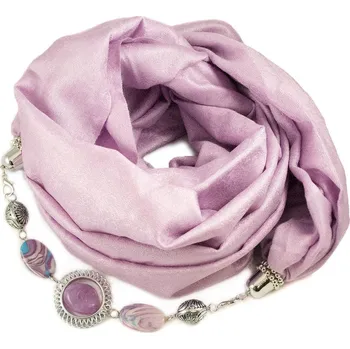 Šála Kašmírová šála s bižuterií - bledě fialová