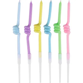 Dortová svíčka Dortové svíčky 6 ks Spirálky pastelové 12 cm