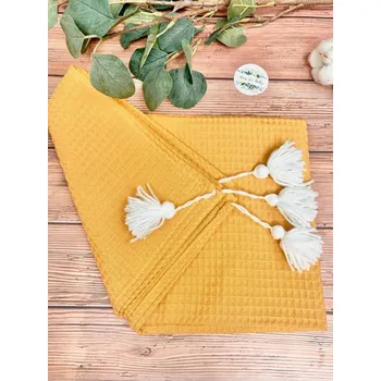 Dětská deka Deka vaflík 100/75 cm žlutá