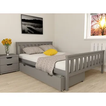 Postel Postel z masivu borovice Agata 90x200 cm šedá + rošt ZDARMA