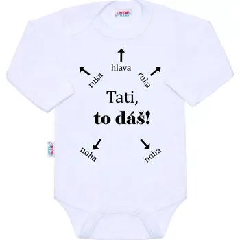 Kojenecký body Dojčenské bavlnené body s dlhým rukávom NEW BABY – Tati, to dáš!