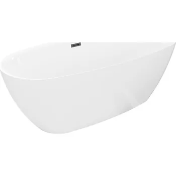 Vana MEXEN/S - Luvo Slim volně stojící vana 170 x 75, bílá, sifon a přepad černá 52801707500-70