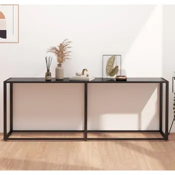 Konferenční stolek zahrada-XL Konzolový stolek černý 200 x 35 x 75,5 cm tvrzené sklo 331687