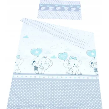 Povlečení Dětské povlečení do postýlky 100/135 cm - slůňata modrá