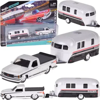 autíčko Kovový model Maisto Chevrolet 454 SS Pick-up 1993 + karavan 1:64