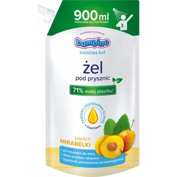 Koupelová kosmetika Bambino Rodina sprchový gel hyperjemný Mirabelka Náhradní náplň 900ml