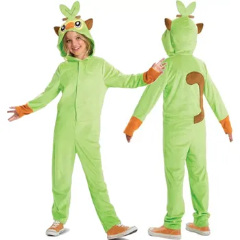 Dětský kostým POKEMON Grookey zelené kigurumi s kapucí 127–136 cm (7–8 let)