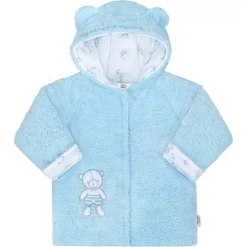 Kojenecká bunda Zimní kojenecký kabátek s kapucí New Baby Nice Bear, modrý, vel. 68 (4–6 měsíců)