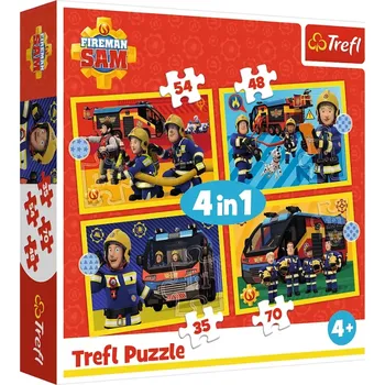 Puzzle TREFL Požárník Sam Hasič na výjezdu 4v1 35,48,54,70 dílků