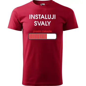 Sablio Tričko s potiskem Instaluji svaly - červené 5XL