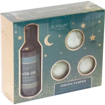 Koupelová pěna Elysium Spa dárková koupelová kazeta Geranium Neroli Koupelový olej 100ml + bomba do koupele 3x50g IDDRZEX13688