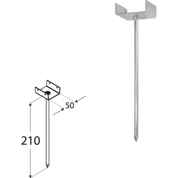 Stavebniny DOMAX PD podpěra na střešní latě Žárový zinek (ZNO) PD 210/50 - 50 x 210 x 1.5 mm (10 ks)