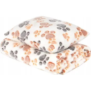 Pelíšek pro psa Deka + polštářek XL - béžová / packy