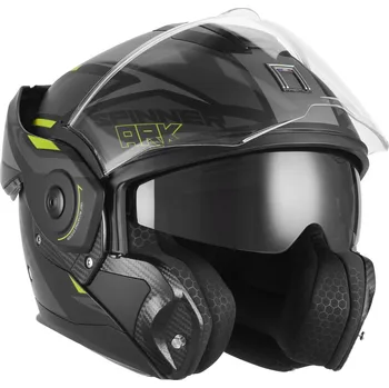 Helma na motorku Překlopná přilba SPINNER ARK, NOX PREMIUM (černá matná, žlutá fluo) 2026
