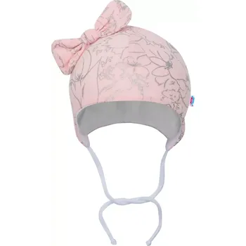 Kojenecká čepice Dětská bavlněná čepička s mašličkou NEW BABY NUNU růžová