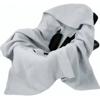 Dětská deka Mušelínová deka s kapucí do autosedačky 90x90 cm - šedá