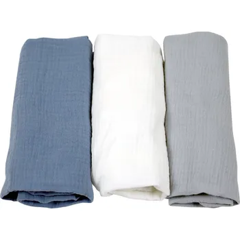 Prostěradlo Mušelínové prostěradlo do kočárku / sada 3 ks - modrá