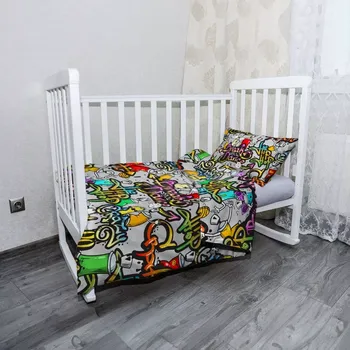 Povlečení Sablio Mikroplyšové dětské povlečení do postýlky Graffiti - 100x135 / 40x60