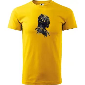 Sablio Tričko s potiskem BLACK PANTHER z profilu - žluté 5XL