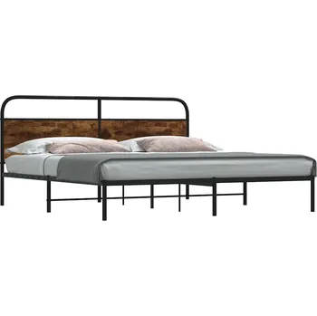 Postel zahrada-XL Kovový rám postele bez matrace kouřový dub 200 x 200 cm 3318633