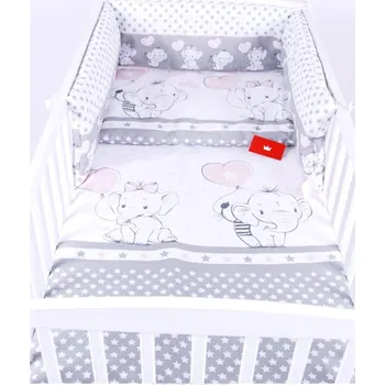 Povlečení Dětské povlečení do postýlky 100/135 cm - slůňatka / růžová