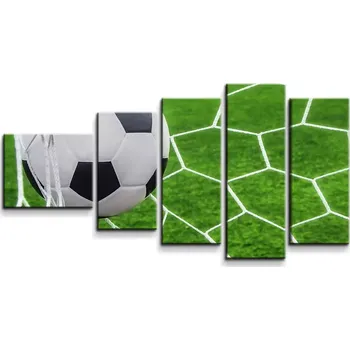 Obraz Sablio Obraz - 5-dílný Fotbalový míč v bráně - 100x60 cm