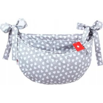 Příslušenství pro dětskou postel a kolébku Závěsný kapsář na postýlku - šedá / srdíčka