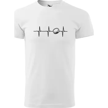 Pánské tričko Sablio Tričko s potiskem Hokejový tep - bílé 5XL