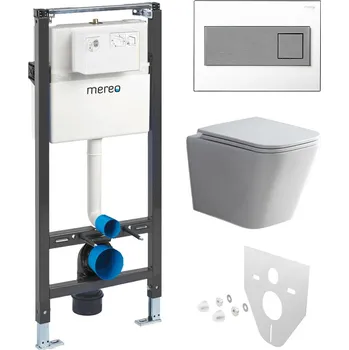 splachovač Mereo WC set - Smart flush rimless WC hranaté, modul pro sádrokarton, hranaté tlačítko bílá/chrom