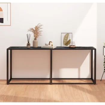 Konferenční stolek vidaXL Konzolový stolek černý mramor 180 x 35 x 75,5 cm tvrzené sklo