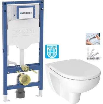 WC sada GEBERIT Duofix bez tlačítka + WC JIKA LYRA PLUS RIMLESS + SEDÁTKO DURAPLAST SLOWCLOSE 111.300.00.6 LY2