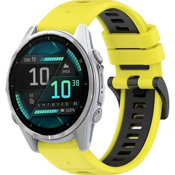 Příslušenství k chytrým hodinkám VSECHNONAMOBIL 87357 SPORTY Vyměnitelný silikonový řemínek Garmin Fenix 8 43mm žlutá-černá