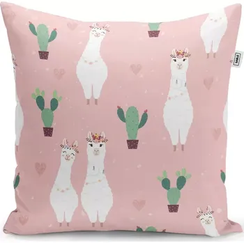 Polštář Sablio Polštář Lama a kaktusy - 50x50 cm