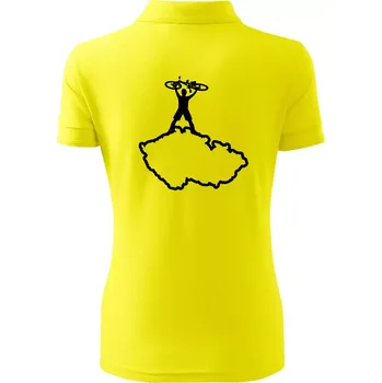 Mapa ČR - cyklista na prsou - Polokošile dámská Pique Polo - XS ( Citrónová )