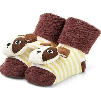 Kojenecké oblečení Kojenecké ponožky s chrastítkem 0-6 měsíců pejsek - hnědá