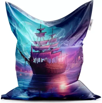 Sedací pytel Sablio Sedací vak Magická plachetnice pod měsícem - 150x100 cm
