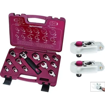 Sada nářadí KRAFTWERKTOOLS Sada klíčů QUICK & FLEX + rukojeť + ráčnové hlavy 15ks - kufr PROFI Line