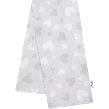 látková plena Bavlněná plenka s potiskem NEW BABY šedá srdíčka