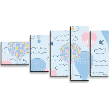 Obraz Sablio Obraz - 5-dílný Horkovzdušné barevné balóny - 100x60 cm