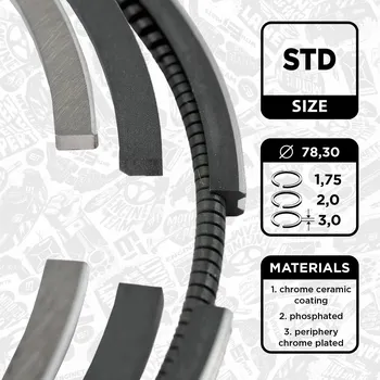 Píst motoru Sada pístních kroužků ET ENGINETEAM R1007700