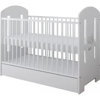 Dětská postýlka Postýlka 120/60 cm Gloria - bílá / Slon se šuplíkem