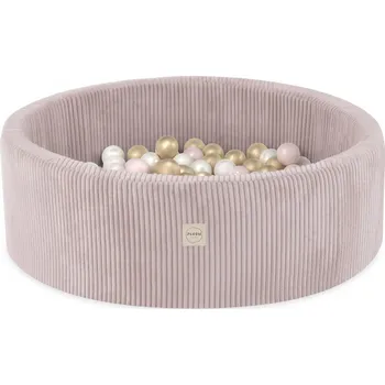 Dětský bazének PLUSH NEST Suchý bazén kulatý Manšestr světle růžový Ø 90 × 30 cm s 200 míčky