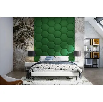 Obklad Čalouněný panel Hexagon 5 cm - zelená 08