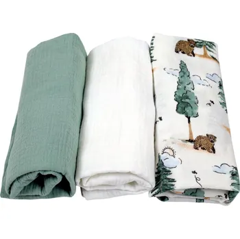 Prostěradlo Mušelínové prostěradlo do kočárku / sada 3 ks - les