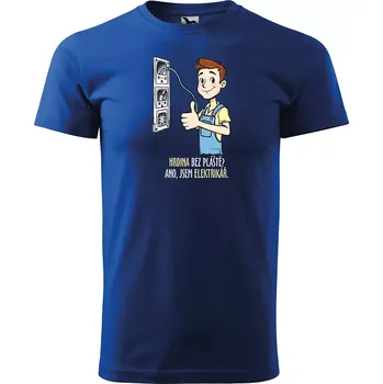 Sablio Tričko s potiskem pro elektrikáře Hrdina bez pláště? Ano, jsem elektrikář - modré 5XL