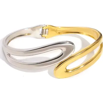 Náramek B-TOP Dámský dvoubarevný nerezový náramek s kapkovitými konci