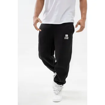 Pánské bavlněné tepláky ČTYŘLÍSTEK Černé GOOD LUCK Malé logo M