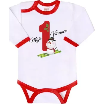 Kojenecký body Dojčenské body New Baby moje první Vánoce, dlouhý rukáv