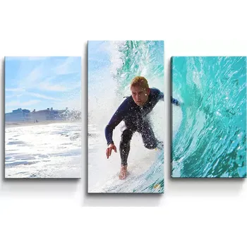 Obraz Sablio Obraz - 3-dílný Surfař na vlně - 75x50 cm