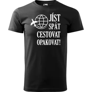 Sablio Tričko s potiskem Jíst, spát, cestovat - černé 2XL